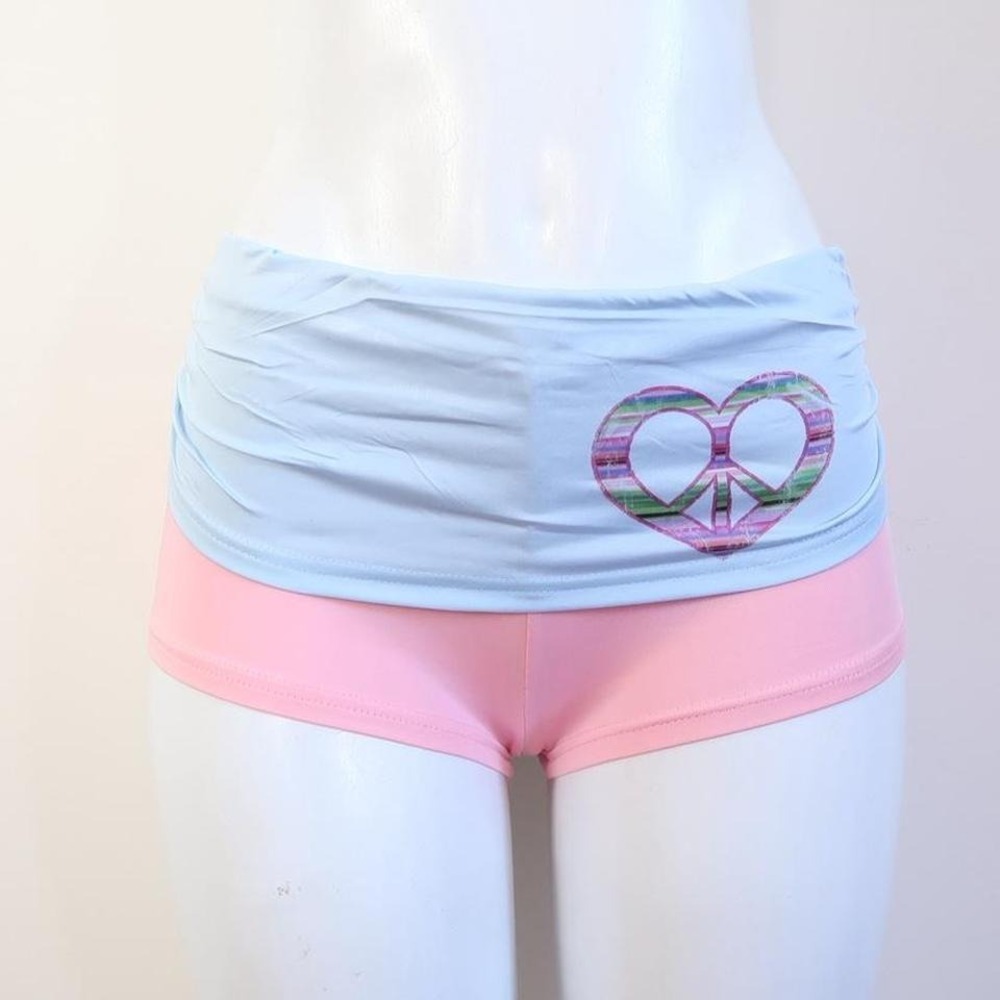 peace love pink foldover micro shorts y2k